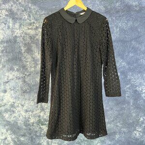 & Other Stories Crochet Lace Mini Dress | Peter Pan Collar | Black | 12